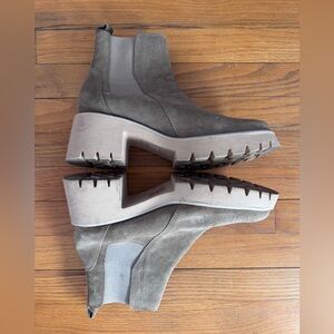 Dolce Vita Olive Taupe Suede Lug Chelsea Booties